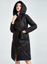 Slim-fit Long Hooded White Duck Down Light Down