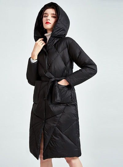 Slim-fit Long Hooded White Duck Down Light Down