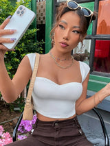 Slim-fit Square Collar Sleeveless T-shirt Vest Top