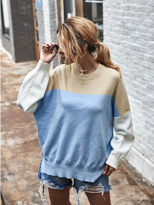 Contrasting Color Sweater Top