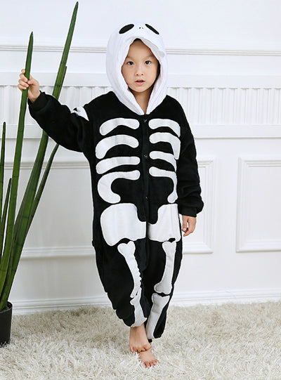 Skull Pattern Conjoined Flannel Pajamas Onesie