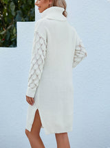 Open Split Long Lapel Knitted Dress