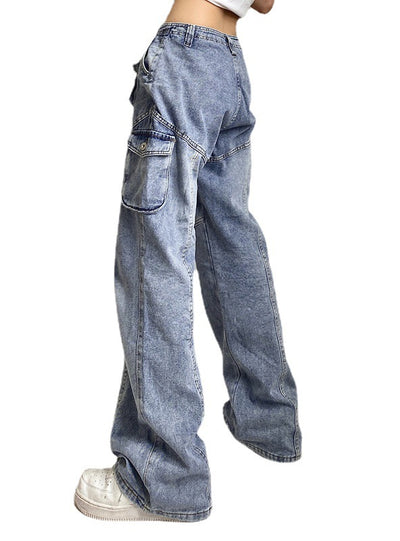 Symmetrical Pocket High Waist Loose Pant