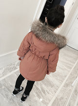 Girl's Long Cotton-Padded Down Jacket 
