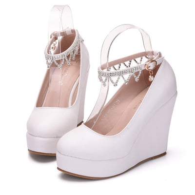 Wristband Waterproof Platform Wedge Round Toe Shoes