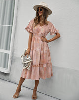 Plaid Temperament Big Swing Dress