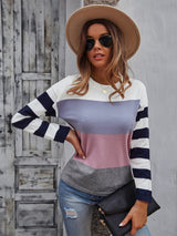 Striped Stitching Sweater Top
