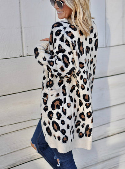 Women'S Long Leopard Cardigan Long Sleeve Sweaters