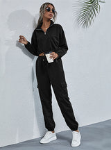 Solid Color Stand-up Collar Shirt Sports Suit