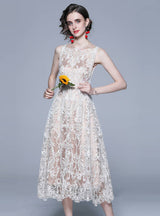 Embroidery Lace Middle and Long Dress