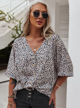 Short-sleeved Casual Floral Blouse