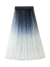 Gradual Star Sequins Elastic Waist Gauze Skirt