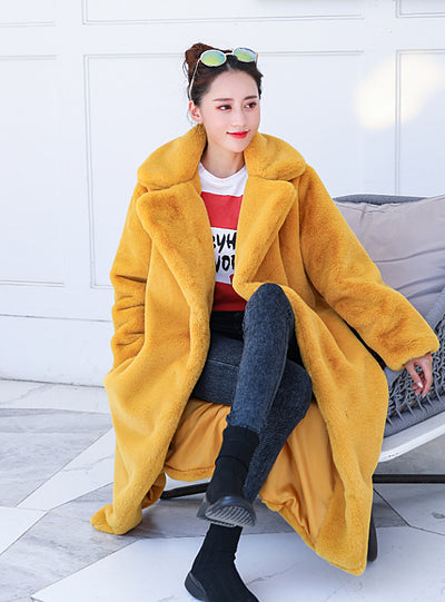 Women High Quality Faux Rabbit Fur Coat