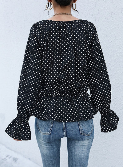 Retro Polka Dot Long Sleeve Shirt