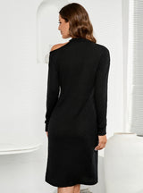 Sheath Solid Color Long Sleeve Hip Dress