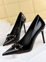 Thin Patent Leather Shallow Pointed High Heels