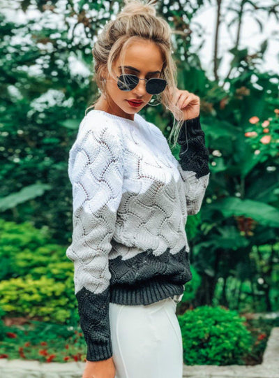 Women Winter Long Sleeve Crewneck Knitted Pullover