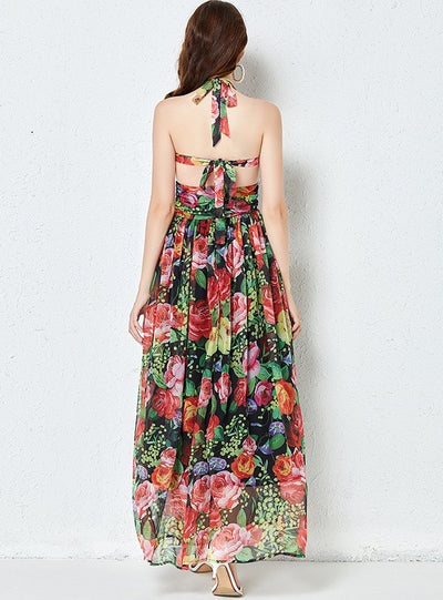 Pleated High Waist Slim Big Swing Dress