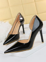Thin-heeled Patent Leather Shallow Pointed Shoes