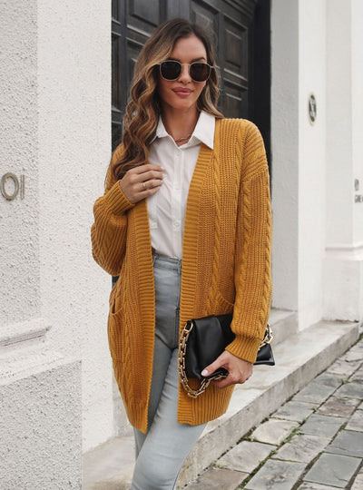 Loose Knit Cardigan Pocket Sweater