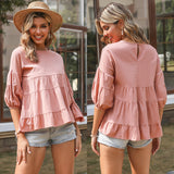 Round Neck Cotton Linen T-shirt