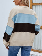 Lantern Color Matching Single-breasted Sweater Coat