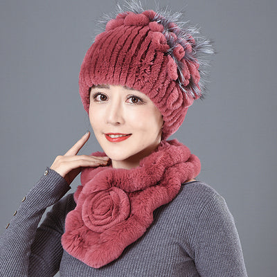 Rex Fur Hat Winter Scarf Collar Suit