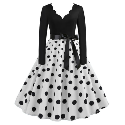 V-neck Long Sleeve Printed Dress