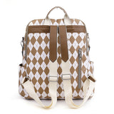 Soft Leather Contrast Outdoor Travel Backpack