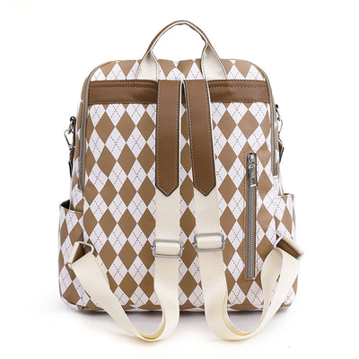 Soft Leather Contrast Outdoor Travel Backpack