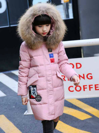 Fur Collar Hooded Children Down Coat Outerwear 