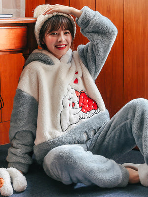 Strawberry Hamster Gray Thickened Warm Coral Fleece