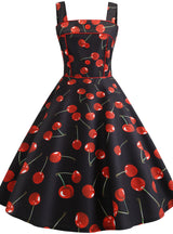 Cherry Print Straps Vintage Dress