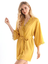 Imitation Silk Satin Robe Bathrobe Pajamas