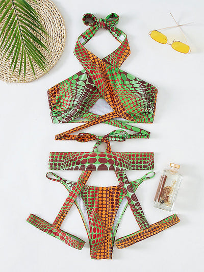 Snakeskin Strap Tight Triangle Bikini