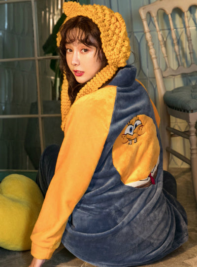 Japanese Kimono Cartoon Strap Long Sleeve Flannel