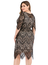 Large Size Lace Contrast Mini Dress