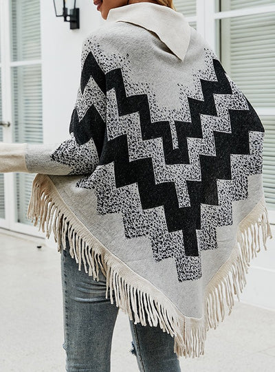 Loose Tassel Sweater Shawl Cloak