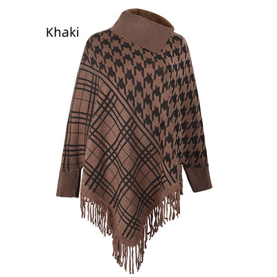 Women Cape Sweater Tassel Coat