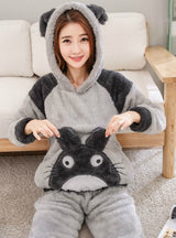 Totoro Couple Pajama Sets Animal Warm Sleepwear 