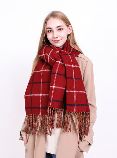 Cashmere Like Plaid Warm Scarf For Women 
