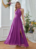 Sexy Purple Halter Chiffon Dress