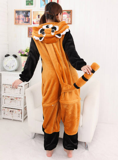 Male Female Cartoon Conjoined Pajama Raccoon Animals