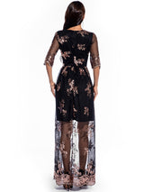 Retro V-neck Sequined Long Dress