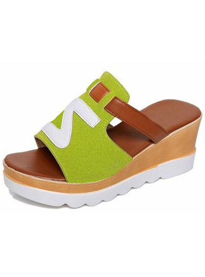 Women Suede Platform Ladies Slip On Open Toes Shoes 