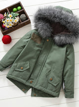 Girls Winter Fur Coat Girls Fur Hooded Jackets 
