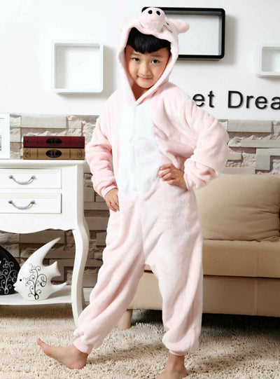 Flannel Animal Powder Pig Conjoined Pajamas