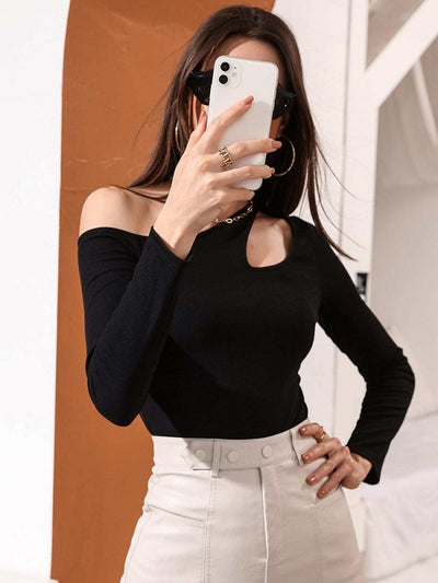 Sexy Hollow Casual Long Sleeve T-shirt Ttop