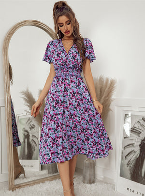 Printed Short Sleeve Summer Dress