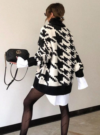 Winter Oversized Sweater Dress Women Turtleneck